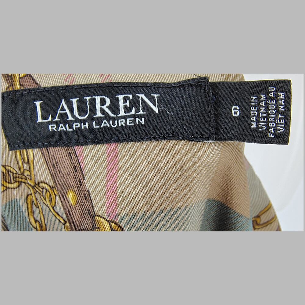 Lauren Ralph Lauren Equestrian Belt Print Shirt Dress Sz 6 - Picture 5 of 16